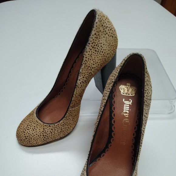 Juicy Couture’s Luxury collection Genuine Fur Cheetah Print Stacked Heel